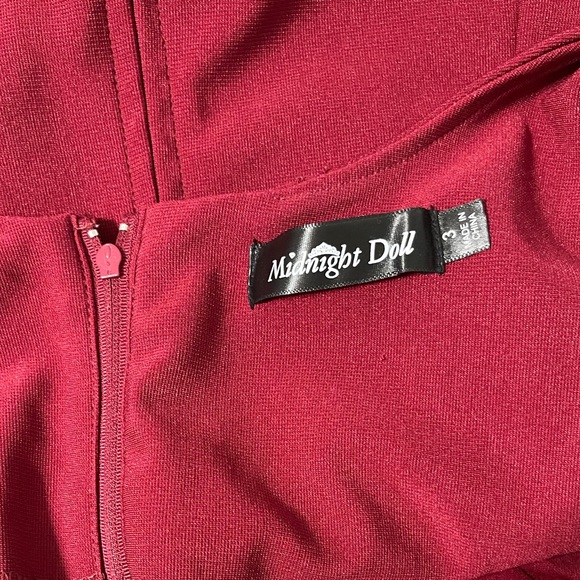 Red Ribbed Front Bodycon Mini Dress - Picture 3 of 3